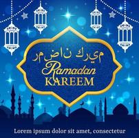 moslim moskee, Islam religie Ramadan lantaarns vector