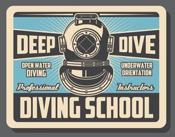 zee duiken sport school- opleiding retro poster vector