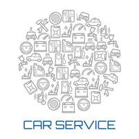 auto onderhoud ronde poster van auto reparatie winkel icoon vector