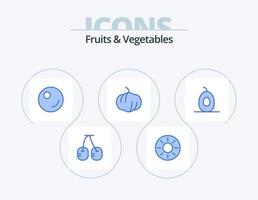 fruit en groenten blauw icoon pak 5 icoon ontwerp. . . erwten. vruchten. avocado vector