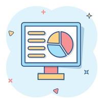 analytisch toezicht houden op icoon in grappig stijl. diagram vector tekenfilm illustratie Aan wit geïsoleerd achtergrond. statistisch bedrijf concept plons effect.