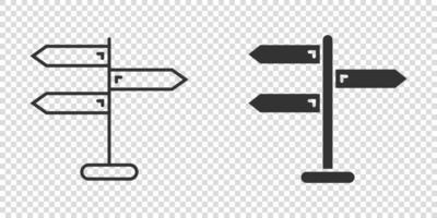 kruispunt wegwijzer icoon in vlak stijl. weg richting vector illustratie Aan wit geïsoleerd achtergrond. verkeersbord bedrijf concept.