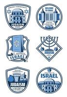 Joods geloof, Welkom naar Israël badges vector