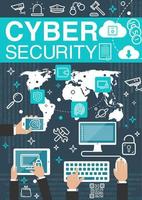 cyber veiligheid internet vector poster