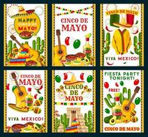 cinco de mayo Mexicaans vector groet kaarten