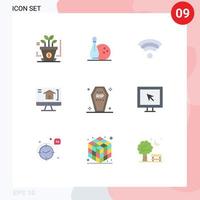 reeks van 9 modern ui pictogrammen symbolen tekens voor halloween dood Wifi lijkkist huis bewerkbare vector ontwerp elementen