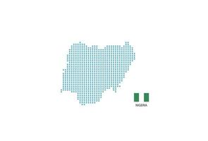 Nigeria kaart ontwerp blauw cirkel, wit achtergrond met Nigeria vlag. vector