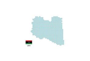 Libië kaart ontwerp blauw cirkel, wit achtergrond met Libië vlag. vector