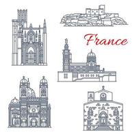 Frankrijk vector mijlpaal lijn pictogrammen van marseilles