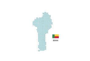 Benin kaart ontwerp blauw cirkel, wit achtergrond met Benin vlag. vector