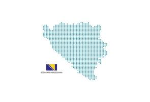 Bosnië en herzegovina kaart ontwerp blauw cirkel, wit achtergrond met Bosnië en herzegovina vlag. vector