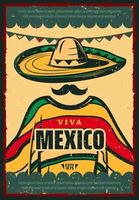 viva Mexico retro poster voor cinco de mayo vakantie vector