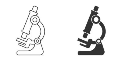 microscoop icoon in vlak stijl. laboratorium vergrootglas vector illustratie Aan geïsoleerd achtergrond. biologie instrument teken bedrijf concept.