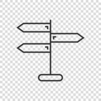 kruispunt wegwijzer icoon in vlak stijl. weg richting vector illustratie Aan wit geïsoleerd achtergrond. verkeersbord bedrijf concept.