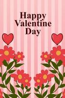 banier voor Valentijnsdag dag, met vector illustratie van bloemen en liefde Aan een roze achtergrond