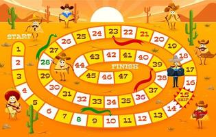 kinderen bord spel, tekenfilm Mexicaans nacho's cowboys vector