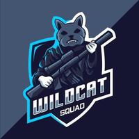 wilde katten ploeg esport logo ontwerp vector