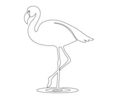 abstract zwart en wit monochroom flamingo logo. hand getekend mono lijn, een lijn kunst vector
