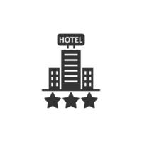 hotel 3 sterren teken icoon in vlak stijl. cafe gebouw vector illustratie Aan wit geïsoleerd achtergrond. herberg kamer bedrijf concept.