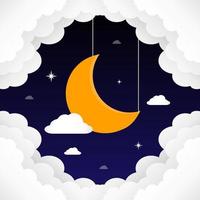 zoet dromen. halve maan maan, wolken en sterren Aan nacht achtergrond. vector illustratie.