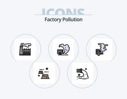 fabriek verontreiniging lijn gevulde icoon pak 5 icoon ontwerp. co vervuiling. lucht. vrachtwagen. vervoer. verontreiniging vector