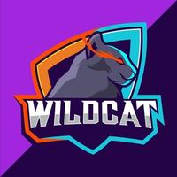 wilde katten mascotte esport logo ontwerp vector