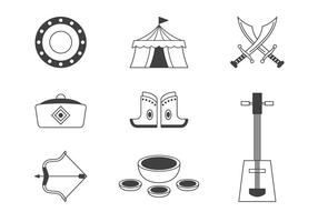 Mongoolse Tatar Yoke Icons Set vector