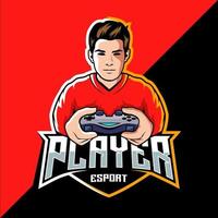 pro speler esports spel logo ontwerp vector