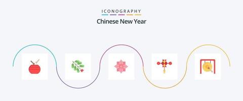 Chinese nieuw jaar vlak 5 icoon pak inclusief Nieuwjaar. nieuwe. Nieuwjaar. Chinese. voetzoeker vector