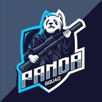 panda ploeg met geweer mascotte esport logo ontwerp vector