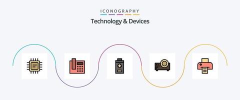 apparaten lijn gevulde vlak 5 icoon pak inclusief . afdrukken. plus. afdrukken. multi media vector