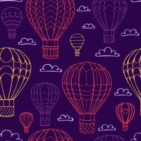 naadloze patroon hete luchtballon en cloud. hand getrokken schets doodle. vectorillustratie. vector