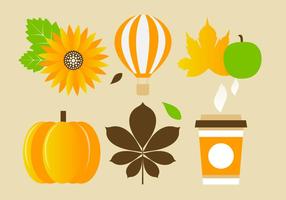 Gratis Flat Design Vector Herfst Elementen en Pictogrammen