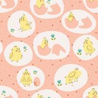 naadloos patroon met schattige kippen en eieren. voor kinderachtig en Pasen-ontwerp. vectorillustratie. vector