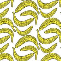 tekenfilm schetsen patroon met bananen vector