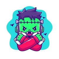 schattig frankenstein zombie gaming tekenfilm vector icoon illustratie. halloween gaming icoon concept geïsoleerd premie vector. vlak tekenfilm stijl