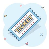 tekenfilm ticket icoon in grappig stijl. toegeven een illustratie pictogram. toegeven een plons bedrijf concept. vector