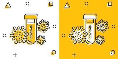 coronavirus test icoon in grappig stijl. covid-19 tekenfilm vector illustratie Aan geïsoleerd achtergrond. medisch diagnostisch plons effect teken bedrijf concept.