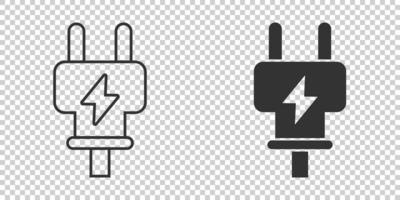 elektrisch plug icoon in vlak stijl. macht adapter vector illustratie Aan wit geïsoleerd achtergrond. elektricien teken bedrijf concept.