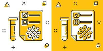 coronavirus test icoon in grappig stijl. covid-19 tekenfilm vector illustratie Aan geïsoleerd achtergrond. medisch diagnostisch plons effect teken bedrijf concept.