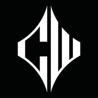cw logo monogram met diamant vorm ontwerp sjabloon vector