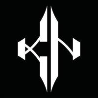 kn logo monogram met diamant vorm ontwerp sjabloon vector