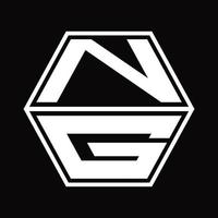 ng logo monogram met zeshoek vorm omhoog en naar beneden ontwerp sjabloon vector