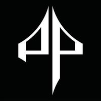 pp logo monogram met diamant vorm ontwerp sjabloon vector