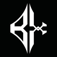 bx logo monogram met diamant vorm ontwerp sjabloon vector