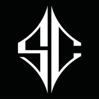 sc logo monogram met diamant vorm ontwerp sjabloon vector