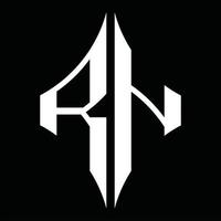 rn logo monogram met diamant vorm ontwerp sjabloon vector