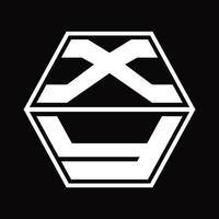 xy logo monogram met zeshoek vorm omhoog en naar beneden ontwerp sjabloon vector
