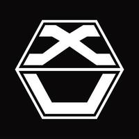 xu logo monogram met zeshoek vorm omhoog en naar beneden ontwerp sjabloon vector