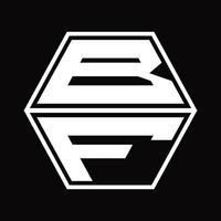 bf logo monogram met zeshoek vorm omhoog en naar beneden ontwerp sjabloon vector